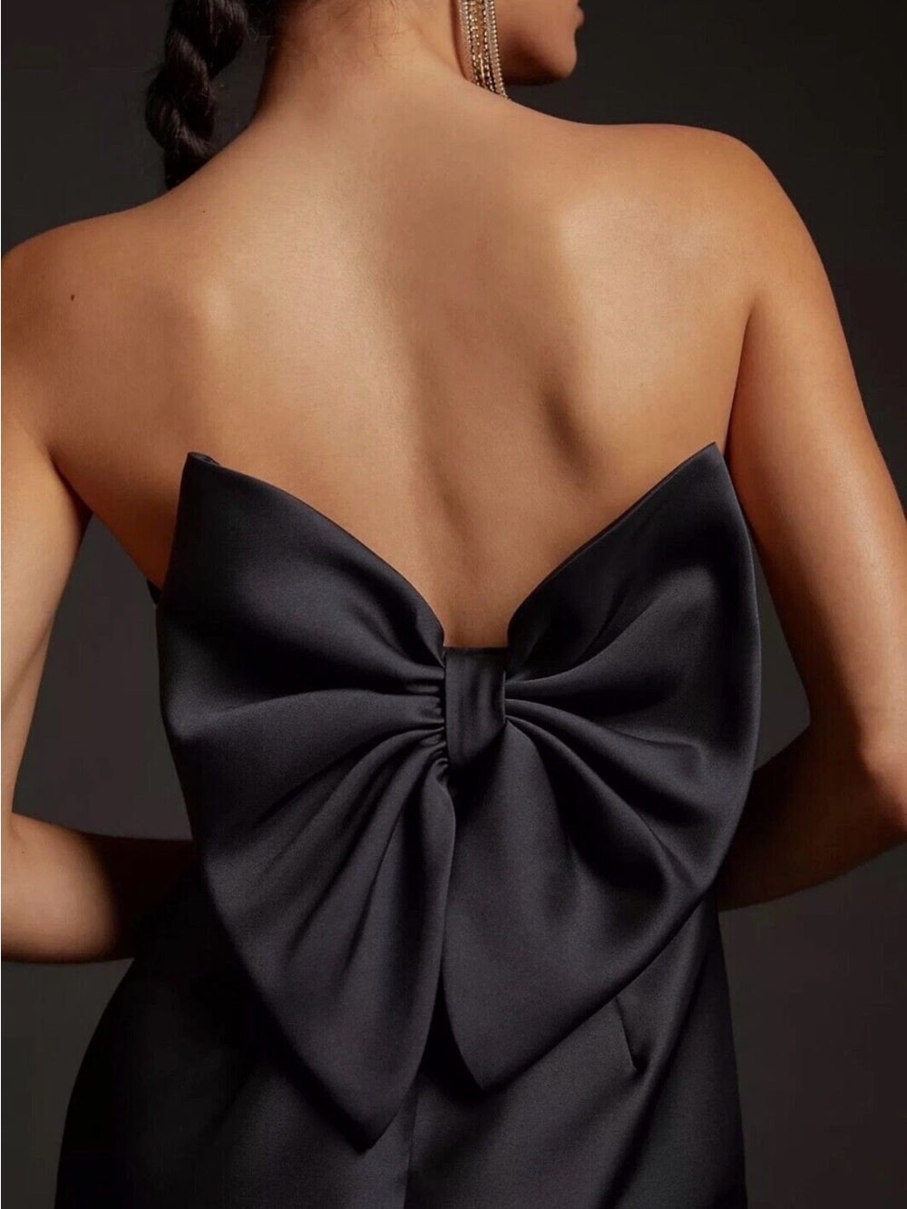 Hutch Anthropologie Strapless Bow Column Maxi Dress Black NWT Size 2